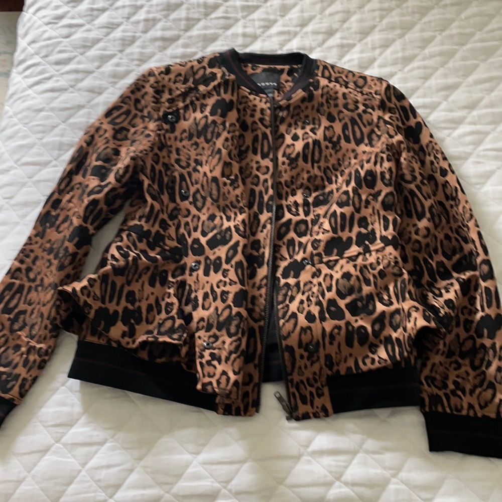 Leopard Peplum Bomber Jacket